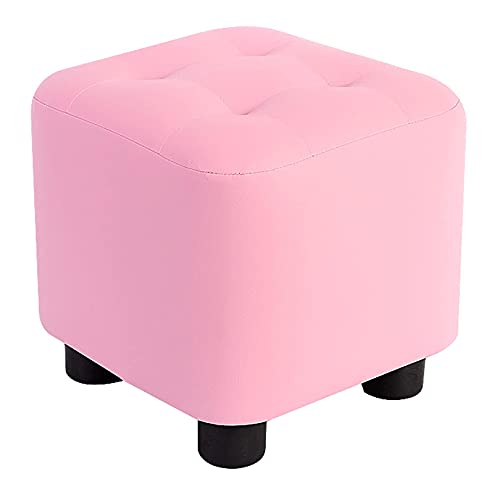 JDKJSBF Footstool Faux Leder Polster Footstütze kleine Schuhe Bank Fashion Poufpe Sitzplatz Square Stool Sofa Kaffe Tischhocker, Pink Thoughtful von JDKJSBF