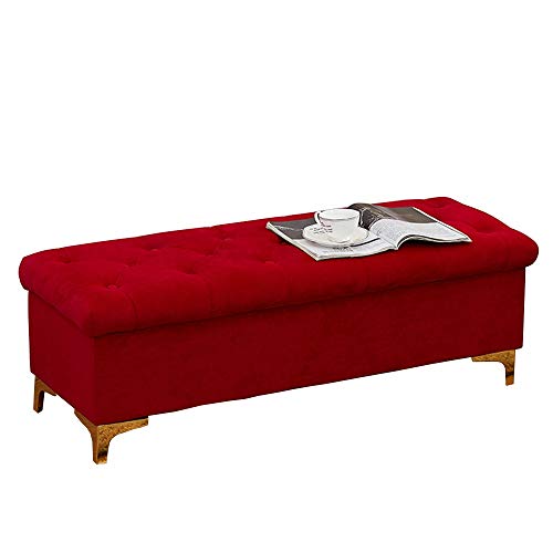 JDKJSBF Footstool Flanell Schuhwechseln Stuhlspeicherbox Schwammgefüllt Flip Wohnzimmer Matte 1204540 cm (Farbe: rot) Thoughtful von JDKJSBF