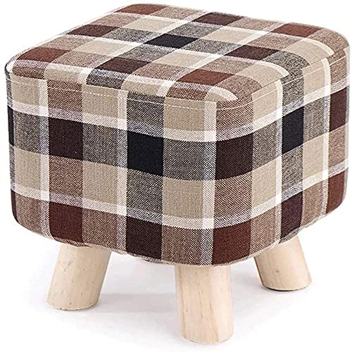 JDKJSBF Footstool Fußhocker Schminktisch Fußstütze, Massivholz Haus Kleiner Quadrathocker kreatives Wohnzimmer Wechsel Schuhe Stuhlsofa Stuhl Stoff Erwachsener 28 × 28 × 28,5 cm Sitzlager Thoughtful von JDKJSBF