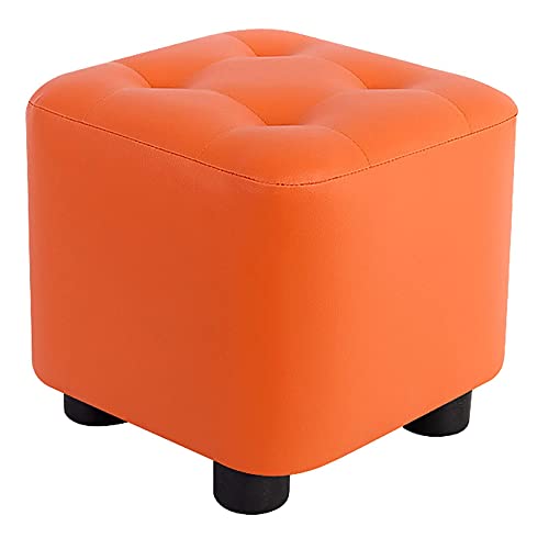 JDKJSBF Footstool Kunstlederpolsterer Fußstütze kleine Schuhe Bank Fashion Poufpe Sitzplatz Square Stool Sofa Kaffe Tischhocker, Orange Thoughtful von JDKJSBF