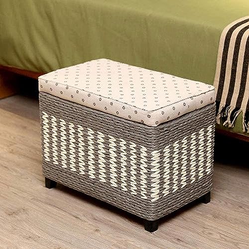 JDKJSBF Footstool Ottomans Hocker Footstützes gewebtes Seegrasspeicher Ottomane/Polsterpolsterer Aufbewahrungssofa-Bank-Sitz-Sitz-Sitz-Sitz-Sitz-Rattan-Hocker/Beige/Small Thoughtful von JDKJSBF