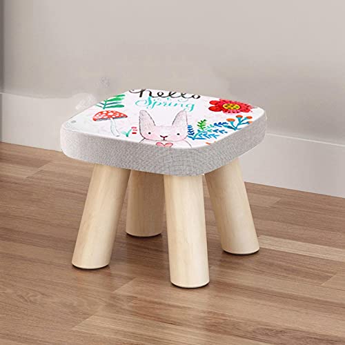 JDKJSBF Fußhocker Schuhwechsel Hocker Kleiner Fußschemel-Rasthocker Quadratmeter Fußhocker Fußstopps für Wohnzimmer S für das Schlafzimmer, Rabbit-26x26x20 cm Thoughtful von JDKJSBF