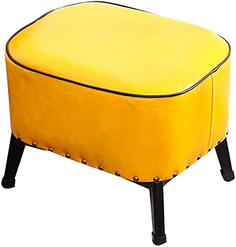 JDKJSBF Fußschemelfußhocker Cube Footstool - Faux Leder Fußhocker mit schwarzer Eisenkunst Metall Bein moderner Haus Kleiner Hocker für Wohnzimmereingangshäuser Stuhl für Wohnzimmer. Thoughtful von JDKJSBF