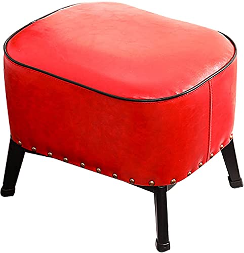 JDKJSBF Fußschemelfußhocker Cube Footstool - Faux Leder Fußhocker mit schwarzer Eisenkunst Metall Bein moderner Haus Kleiner Hocker für Wohnzimmereingangshäuser Stuhl für Wohnzimmer. Thoughtful von JDKJSBF