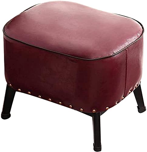 JDKJSBF Fußschemelfußhocker Cube Footstool - Faux Leder Fußhocker mit schwarzer Eisenkunst Metall Bein moderner Haus Kleiner Hocker für Wohnzimmereingangshäuser Stuhl für Wohnzimmer. Thoughtful von JDKJSBF