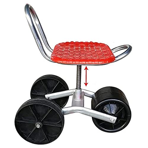 JDKJSBF Gartenkniet Pad Rolling Work Saatswagenhocker mit 360 Grad drehbarer Sitzverstellhöhe für Unkraut/Gartenarbeit/Rasenpflege im Freien rot Thoughtful von JDKJSBF