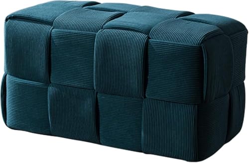 JDKJSBF Handgefertigter Blauer Samt gewebter Würfel Pouf Ottomane für Wohnzimmer Schlafzimmer Moderne gepolsterte Quadratfußstrafe Eingangsmöbel 27.6x15x15 Größe Thoughtful von JDKJSBF