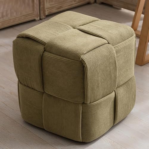JDKJSBF Handgefertigter samtpolsterte Würfel Pouf Ottoman Moderne gepolsterte Quadratfußlaufhocker für Wohnzimmer Schlafzimmer Eingangsgrün 15 x 15 x 15 Größe Thoughtful von JDKJSBF