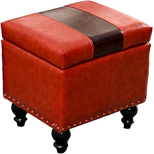JDKJSBF Kleine Fußschemel -PU -Lederfußstütze, Multifunktionsspeicherbox Osmanischer Hocker Square Pouffe Stuhl mit Holzbein, Schwarz Thoughtful von JDKJSBF