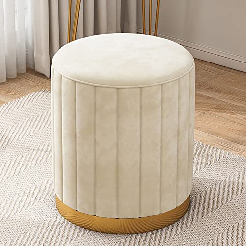 JDKJSBF Kleine osmanische Samt Fußstützen Fußstuhl Round Polsters Fußstopp für Wohnzimmer Schlafzimmer Moderne runde Samt Ottoman Fußstützenhocker, Blau Thoughtful von JDKJSBF