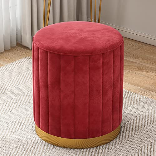 JDKJSBF Kleine osmanische Samt Fußstützen Fußstuhl Round Polsters Fußstopp für Wohnzimmer Schlafzimmer Moderne runde Samt Ottoman Fußstützenhocker, Gelb, Gelb Thoughtful von JDKJSBF