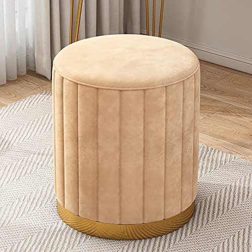 JDKJSBF Kleine osmanische Samt Fußstützen Fußstuhl Round Polsters Fußstopp für Wohnzimmer Schlafzimmer Moderne runde Samt Ottoman Fußstützenhocker, Gelb, Gelb Thoughtful von JDKJSBF