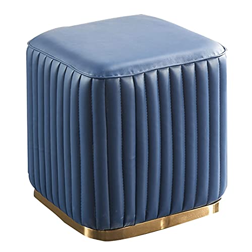 JDKJSBF Kleiner Fußschemel -Quadratsofa -Hocker Beiklemme Fußstoel wasserdichte gepolsterte niedrige Hocker mit goldenem Edelstahlbasis, Dunkelblau, 40 cmx40cmx42cm Thoughtful von JDKJSBF