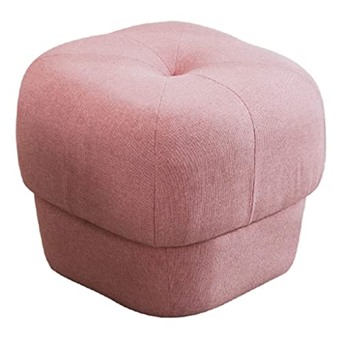 JDKJSBF Kreativer Baumwoll- und Leinen Footstool Lowhools Pouffe Polstered Makeuphocker für Kinder Erwachsene, Pink Thoughtful von JDKJSBF