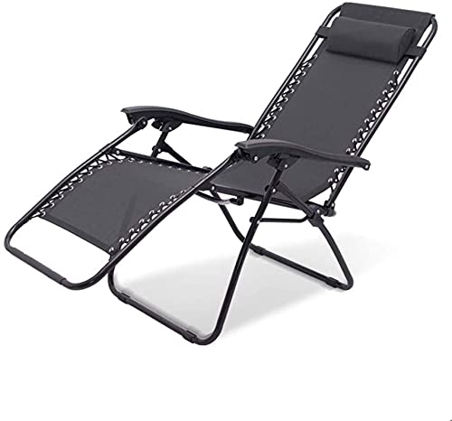 JDKJSBF Liege Klappdeckel Stuhl Klapper Patio Lounge Stühle Verstellbare Sitzplatz Sun Lounge Liegestuhl mit Konturkissen Schwarz Sonne Loungers Sicht Thoughtful von JDKJSBF