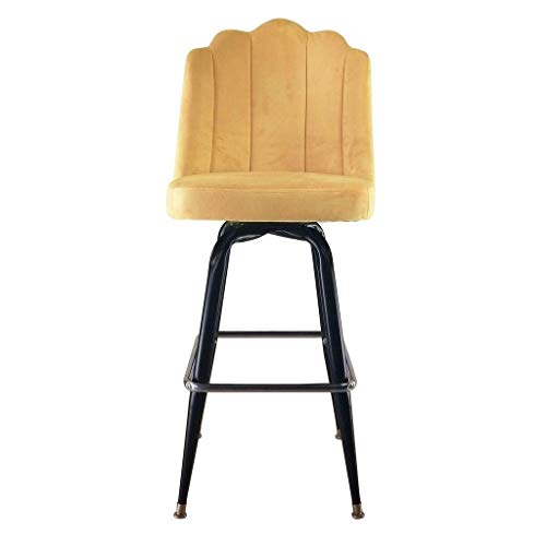JDKJSBF Metallstangenhocker Rückenlehne Stoff Velvet Grey Barhocker Küchenstühle 1226 (Farbe: Grau) (Farbe: Gelb) Thoughtful von JDKJSBF