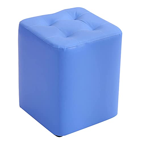 JDKJSBF Mode Kunstleder Kleiner Bank mit niedrigem Hocker unter dem Schreibtisch Kleine Fußschemel mit Anti-Rutsch-Pad, Farbe optional, blau, 29cmx29cmx35cm Thoughtful von JDKJSBF