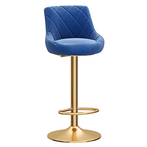 JDKJSBF Moderne Barhocker Set | Samtsitz | Goldmetallbein | Chrome Footrest und Basis für Frühstücksbar Counter Küche Home Barstools (Blau, 1PC) Thoughtful von JDKJSBF