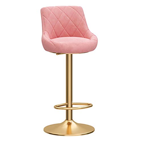 JDKJSBF Moderne Barhocker Set | Samtsitz | Goldmetallbein | Chrome Footstütze und Basis für Frühstücksbar Counter Küche Home Barstools (Pink, 1PC) Thoughtful von JDKJSBF