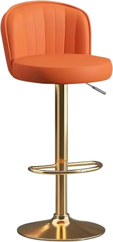 JDKJSBF Moderne Lederstangenhocker Verstellbare Stühle der Theaterhöhe mit Rückenlehre und goldenen Beinen orange Thoughtful von JDKJSBF