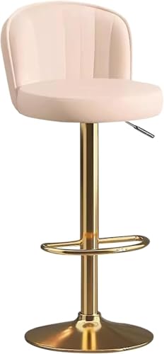 JDKJSBF Moderne Lederstangenhocker mit im Rückenlehre Verstellbarer Zählerhöhe Schwenkhocker Goldene Beine Beige Farbe Thoughtful von JDKJSBF