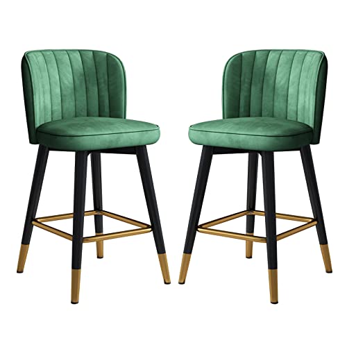 JDKJSBF Moderne Schwenkbarhocker -Set von 2 samtrisch gepolsterten Counterhöhe Barhocker für das Küchenkneipe Home Dining Green Velvet mit Rückenlehne 75 cm Höhe Thoughtful von JDKJSBF