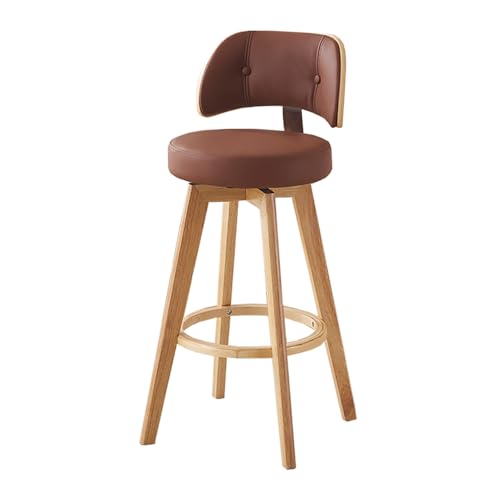 JDKJSBF Moderne Thekenhocker 1PC, Schwenkbarhocker mit gebogener Rückenlehne, gepolsterte Barhocker mit Holzbeinen für Kücheninsel, Sitzhöhe 67 cm, braun Thoughtful von JDKJSBF
