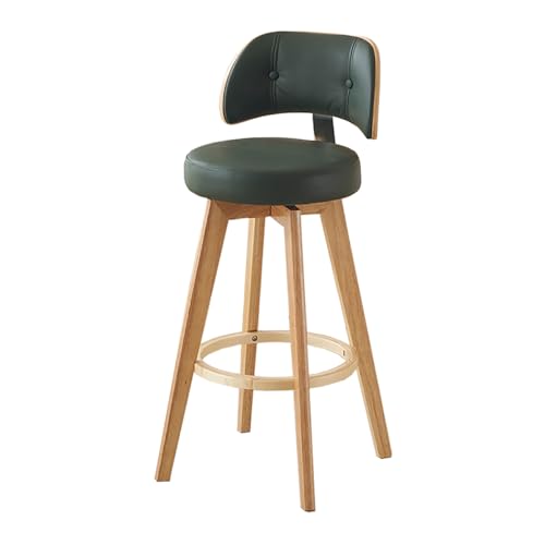 JDKJSBF Moderne Thekenhocker 1PC, Schwenkbarhocker mit gebogener Rückenlehne, gepolsterte Barhocker mit Holzbeinen für Kücheninsel, Sitzhöhe 67 cm, dunkelgrün Thoughtful von JDKJSBF