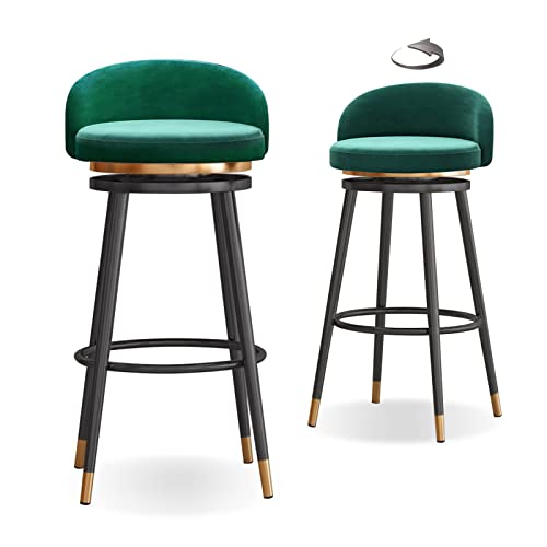 JDKJSBF Moderne Thekenhöhe Barstools Set von 2 360 ° Drehküchenstühlen mit bequemem gepolstertem Sitz und robusten Metallbeinen halten bis zu 200 kg 65 cm hoch Thoughtful von JDKJSBF