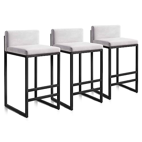 JDKJSBF Moderne Velvet Breakfast Bar Stools Set von 3 mit Rückenlehne Black Metal Frame White 25.6 '' Height unterstützt 150 kg/300 lbs Thoughtful JDKJSBF Moderne Velvet Breakfast Bar Stools Set von 3 mit Rückenlehne Black Metal Frame White 25.6 '' Height unterstützt 150 kg/300 lbs Thoughtful von JDKJSBF