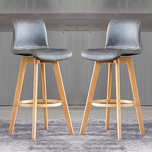 JDKJSBF Moderne graue Kunstleder Barhocker Set von 2 mit verstellbaren schwenkbaren Holzbeinen ideal für die Kücheninsel Frühstücksbar Esszimmer Counter Höhe 61 cm Thoughtful JDKJSBF Moderne graue Kunstleder Barhocker Set von 2 mit verstellbaren schwenkbaren Holzbeinen ideal für die Kücheninsel Frühstücksbar Esszimmer Counter Höhe 61 cm Thoughtful von JDKJSBF