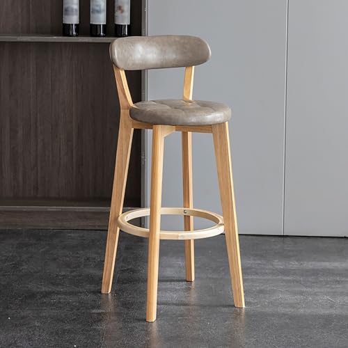 JDKJSBF Moderne graue Kunstlederhöhe mit Leder -Theke mit gepolstertem Sitz und Fußstütze Massive Holzbeine ideal für Kücheninsel oder Esszimmer von 1 1 Thoughtful von JDKJSBF