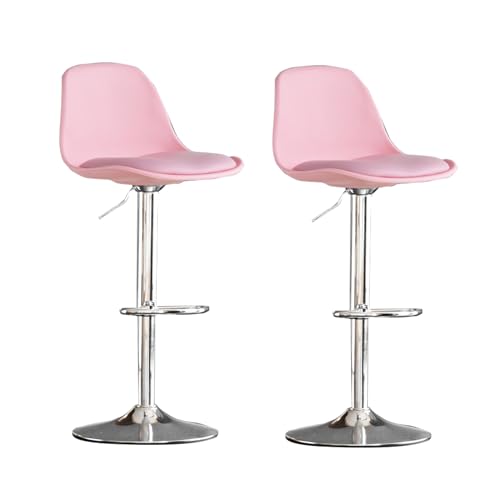 JDKJSBF Moderne rosa Leder -Schwenk -Barhocker -Set von 2 verstellbaren Thekenhöhen Barhocker mit Rücken für Kücheninselstühle. Thoughtful von JDKJSBF