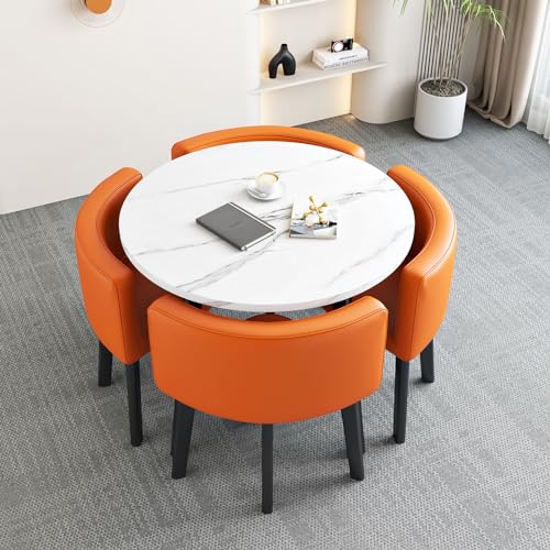 JDKJSBF Moderne runde Frühstücksbar Tischset mit Vier Hockerfläche Sparmöbel für Esszimmer/Küche Thoughtful von JDKJSBF