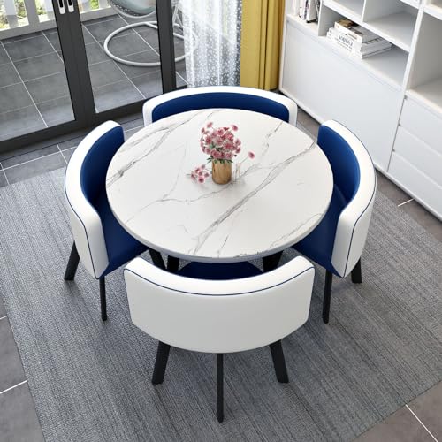 JDKJSBF Moderne runde Frühstücksbar Tischset mit Vier Hockerfläche Sparmöbel für Esszimmer oder Küche Thoughtful von JDKJSBF