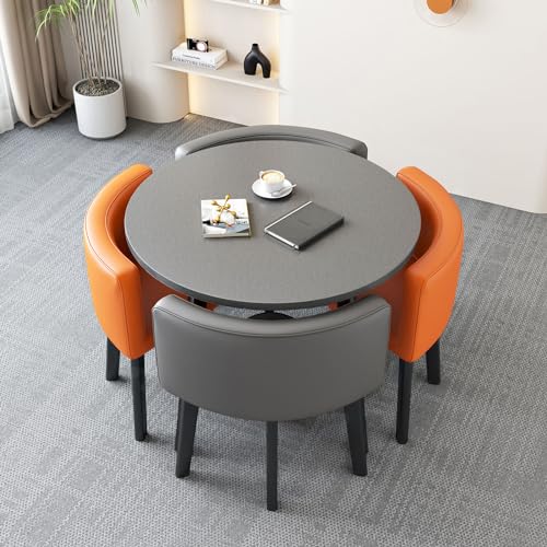 JDKJSBF Moderne runde Frühstücksbar Tischset mit Vier Hockerfläche Sparmöbel für Esszimmer und Küche Thoughtful von JDKJSBF