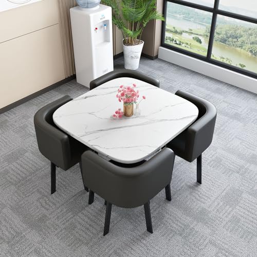 JDKJSBF Moderne runde Frühstücksbart -Tischset mit Vier Hockern für Esszimmer-/Küchenräume Sparen Möbel für Büro- oder Hausgebrauch Thoughtful von JDKJSBF