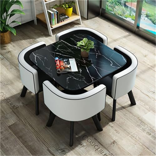 JDKJSBF Moderne runde Küchenfrühstücks Bar Tischset mit Vier Hockerfläche Sparmöbel für Esszimmer/Büro Thoughtful von JDKJSBF
