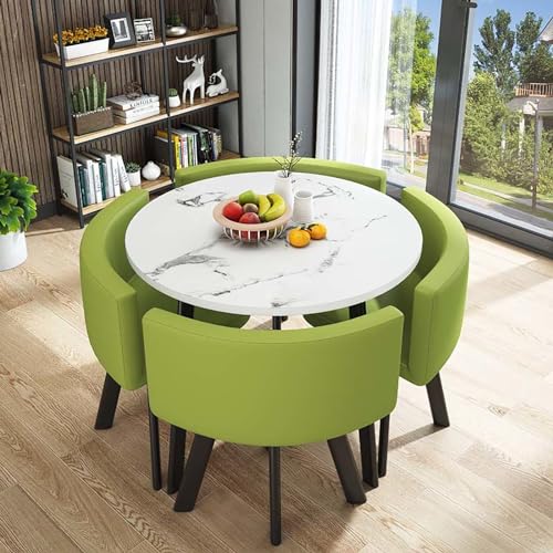JDKJSBF Moderne runde Küchenfrühstücks Bar Tischset mit Vier Hockerfläche Sparmöbel für Esszimmer und Büro Thoughtful von JDKJSBF
