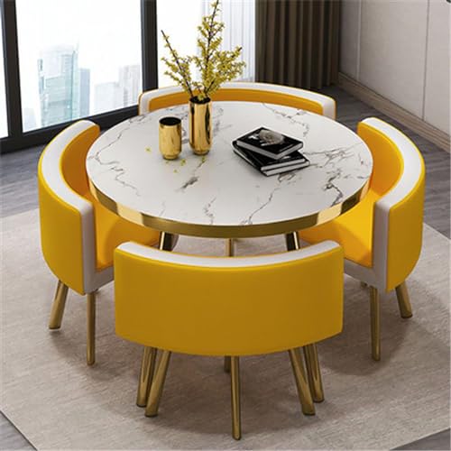 JDKJSBF Moderne runde Küchenfrühstücks Bar Tischset mit Vier Hockerfläche Sparmöbel für Esszimmer und Büro Thoughtful von JDKJSBF