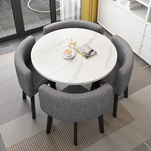 JDKJSBF Moderne runde Küchenfrühstücksbart -Tisch mit platzsparenden Möbeln und Vier Stühle ideal für Esszimmer oder Küche Thoughtful JDKJSBF Moderne runde Küchenfrühstücksbart -Tisch mit platzsparenden Möbeln und Vier Stühle ideal für Esszimmer oder Küche Thoughtful von JDKJSBF