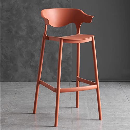JDKJSBF Moderne stapelbare Plastikstangenhocker mit Rückenlehne für Küchentheke und Esszimmer Orange 65 cm (26 Zoll) Thoughtful von JDKJSBF