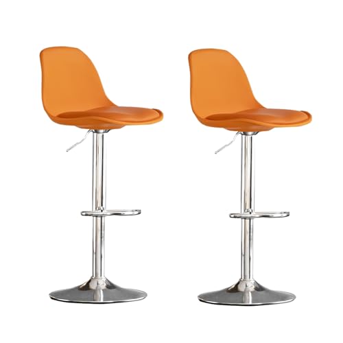 JDKJSBF Moderne verstellbare Leder -Schwenkbarschools mit Rücken für Kücheninsel -Set von 2 (Orange) Thoughtful von JDKJSBF