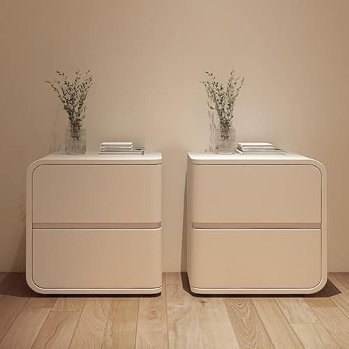 JDKJSBF Moderner, minimalistischer Schlafzimmer-Nachttisch im 2er-Set mit Doppelschubladen und Lederstruktur-Design, perfekt für Schlafzimmer und Arbeitszimmer (Aprikose) Thoughtful von JDKJSBF