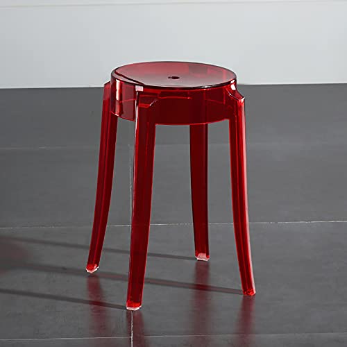 JDKJSBF Moderner Acryl -Counterhöhehocker mit transparenter Sitz rot 18 Zoll Sitzhöhe Thoughtful von JDKJSBF