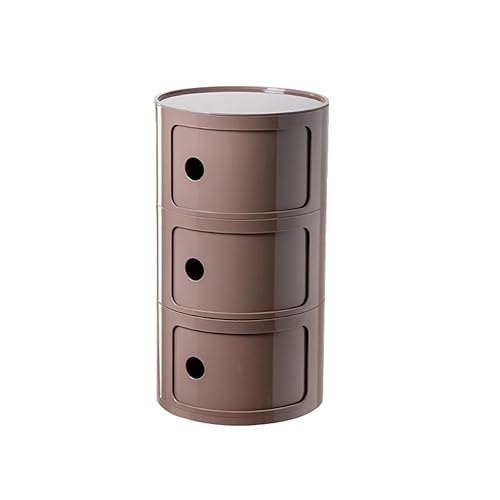 JDKJSBF Moderner Nachttisch im nordischen Stil mit kreativem kreisförmigem Design, Mini-Beistellschrank mit 3 Ebenen in stilvoller Curry-Farbe Thoughtful von JDKJSBF