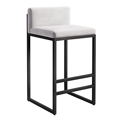 JDKJSBF Moderner Velvet Barhocker 25,6''H mit Rückenlehne und schwarzer Fußstütze weiß hohe gepolsterte Barstuhl für Kücheninsel Esszimmer 1PCS Thoughtful von JDKJSBF