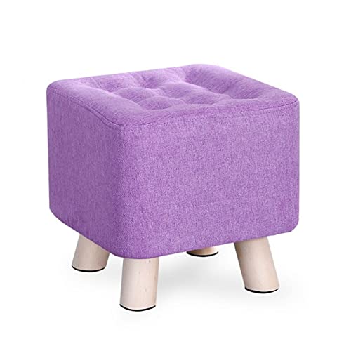 JDKJSBF Moderner massives Holz osmanischer Hocker mit Baumwollwäsche Fußstütze 29 cm Quadratmetermeter für Wohnzimmer Wechselschuhe Schritthocker in lila Farbe Thoughtful von JDKJSBF