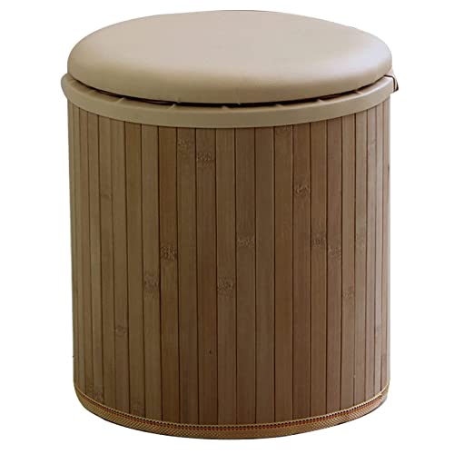 JDKJSBF Multifunktionaler Schuhhocker Kleiner Hocker Niture Aufbewahrung Kleiner Hocker mit einem Schlupffuß-Pad-Bambusweber Lowhool, Beige, 38x41cm Thoughtful von JDKJSBF