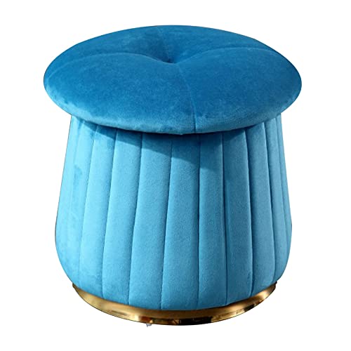 JDKJSBF Netter Leichter Pilz mit niedrigem Hocker Fußschabel Schlafzimmer Umkleidekabine Kleiner Hocker mit Edelstahl -Metallbasis, Blau, 42 cmx42xm Thoughtful von JDKJSBF